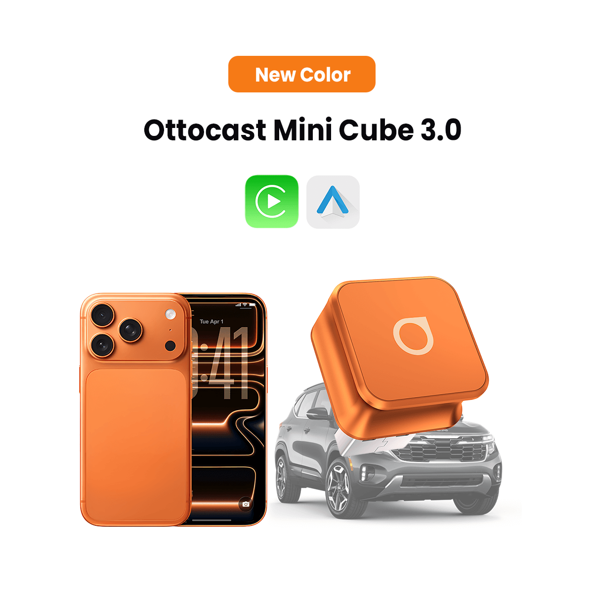 Adaptador inalámbrico Ottocast Mini 3.0 Ultra Cube para CarPlay y Android Auto