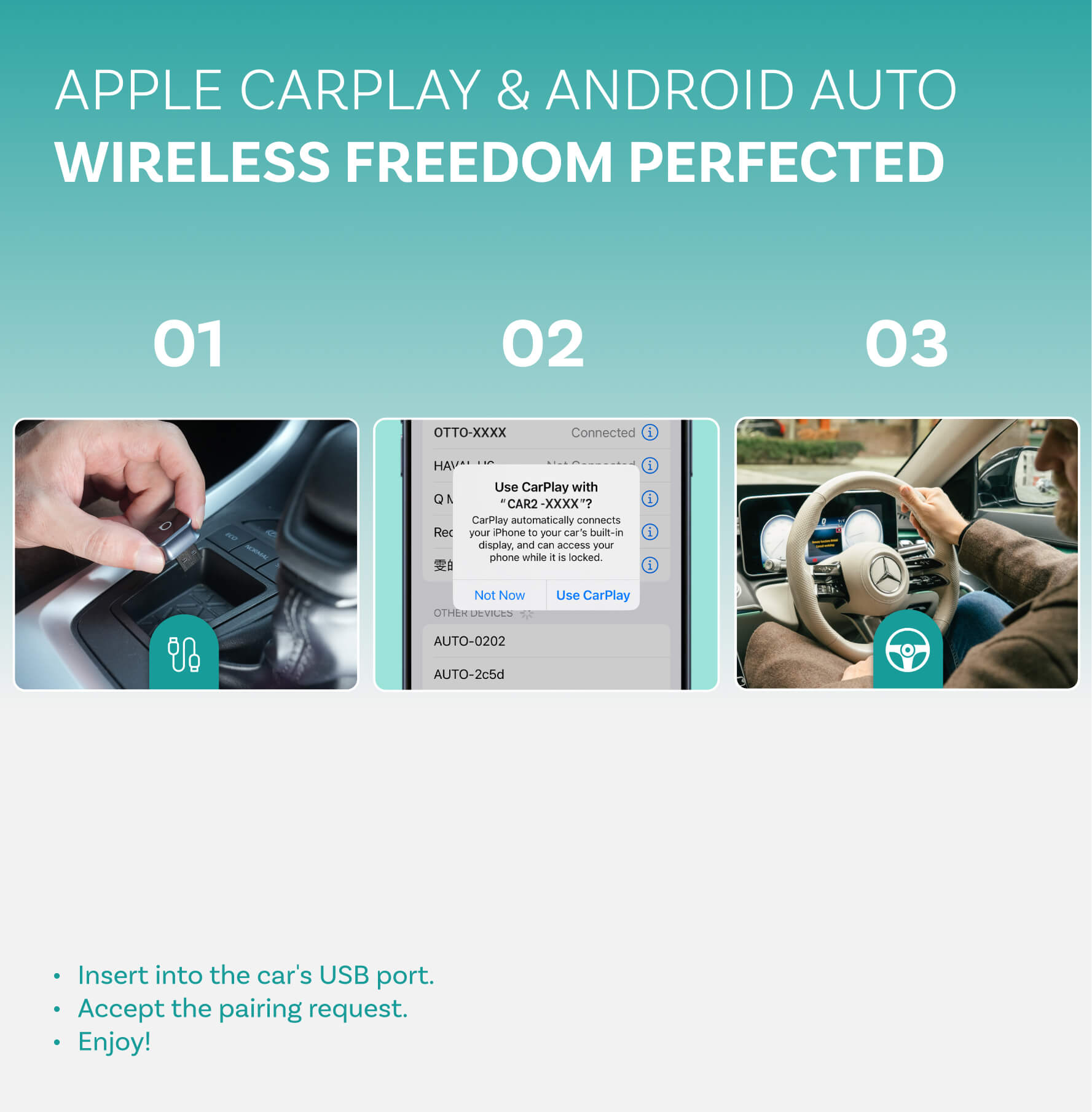 Ottocast Mini 3.0 Ultra Cube wireless CarPlay Android Auto Adapter