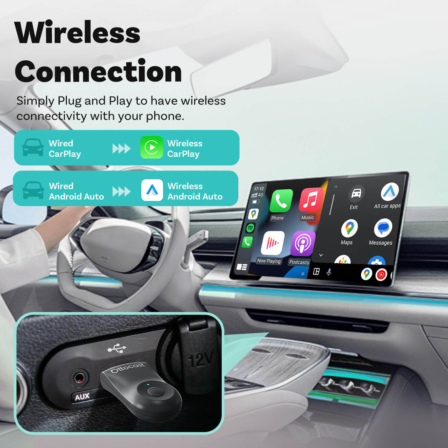 🎉Today Special Offer🎉Mini Wireless CarPlay/Android Auto 2 in 1 Adapter
