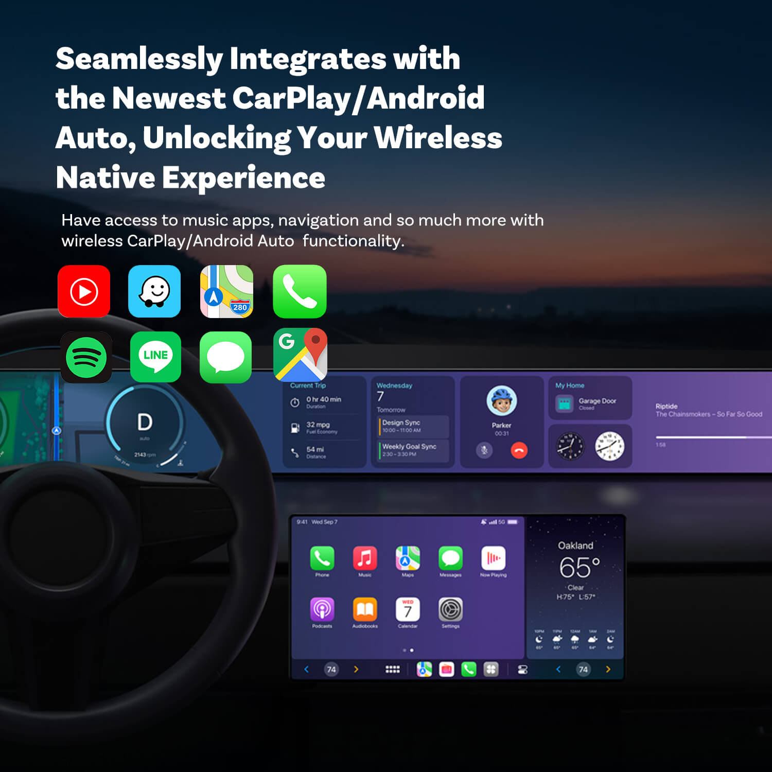 🎉Oferta especial de hoy🎉Adaptador Mini inalámbrico CarPlay/Android Auto 2 en 1