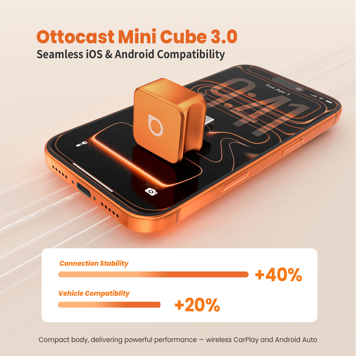 Ottocast Mini 3.0 Ultra Cube bezdrátový adaptér CarPlay Android Auto do auta