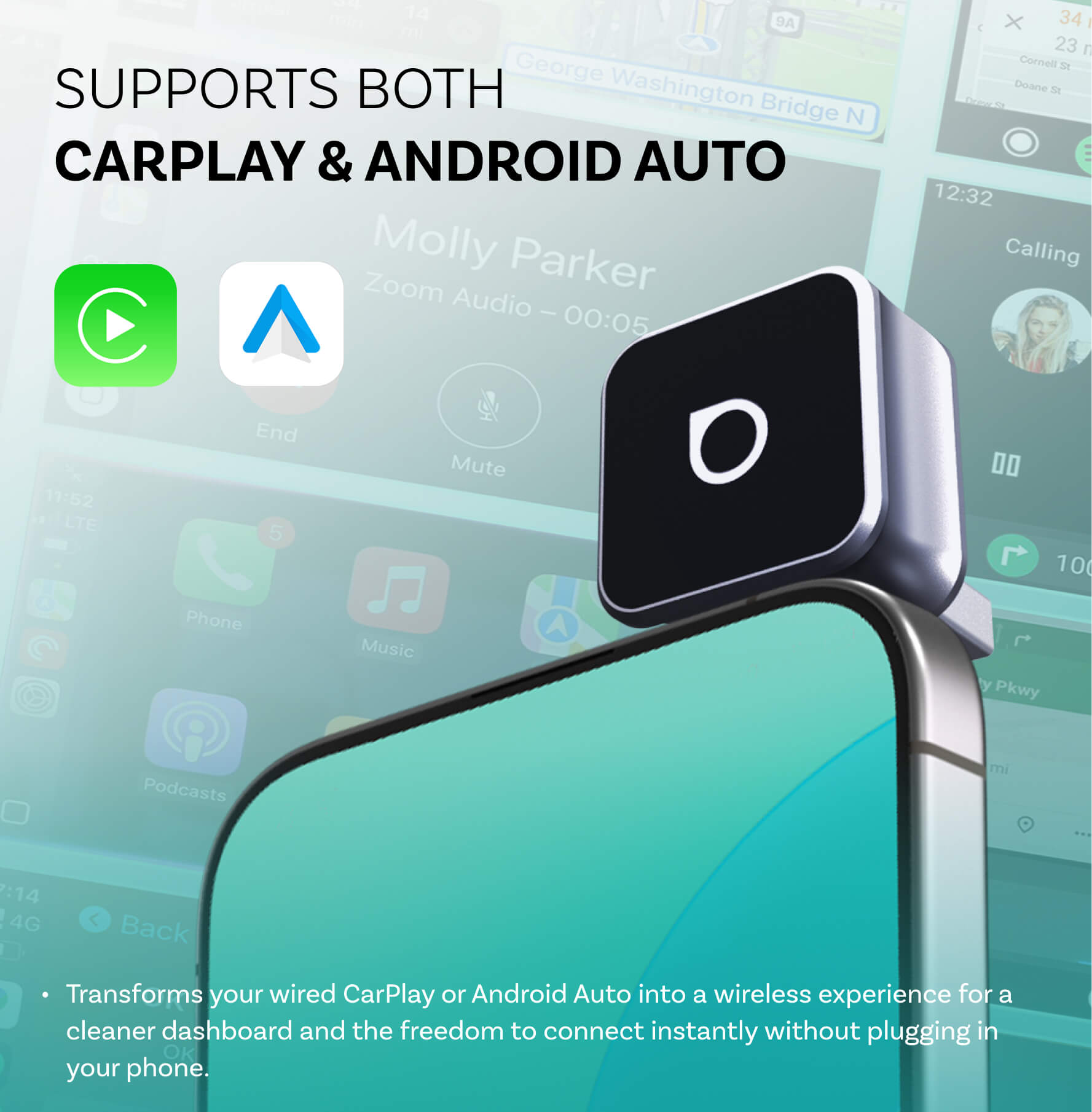 Ottocast Mini 3.0 Ultra Cube bezdrátový adaptér CarPlay Android Auto do auta